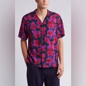 OPEN EDIT Blot Bloom Floral Camp Shirt